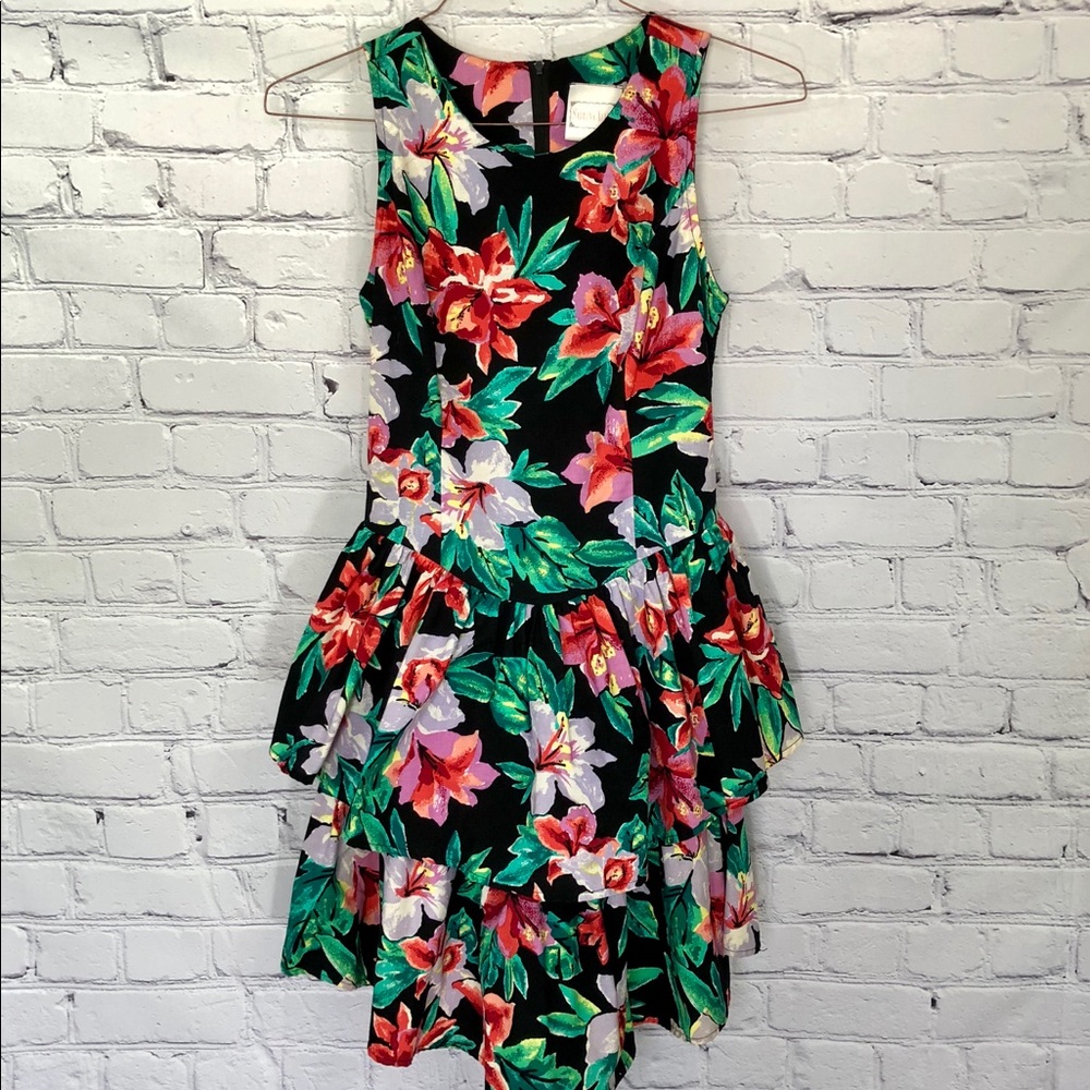Vintage Tropical Floral Dress